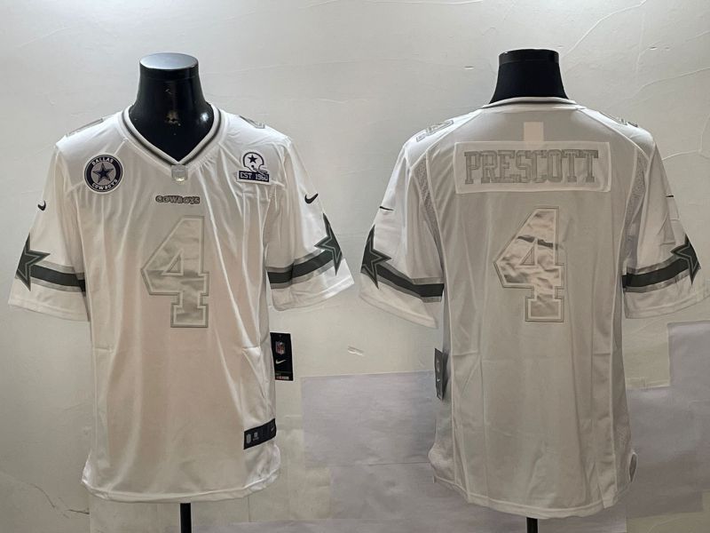 Men Dallas Cowboys #4 Prescott White platinum 2024 Nike Limited NFL Jersey style 4->dallas cowboys->NFL Jersey